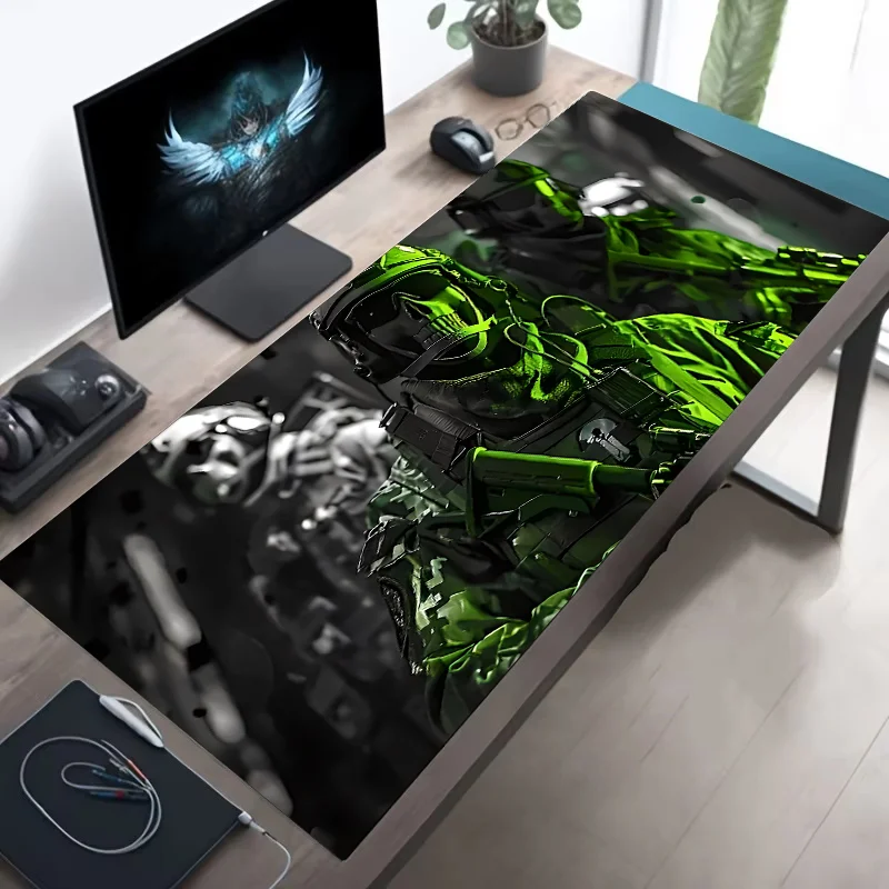 Large Tactical Soldier Design Mouse Pad Non-Slip XXL Desk Pad Gaming Accessories with Stitched Edges for Home And FPS Gamer