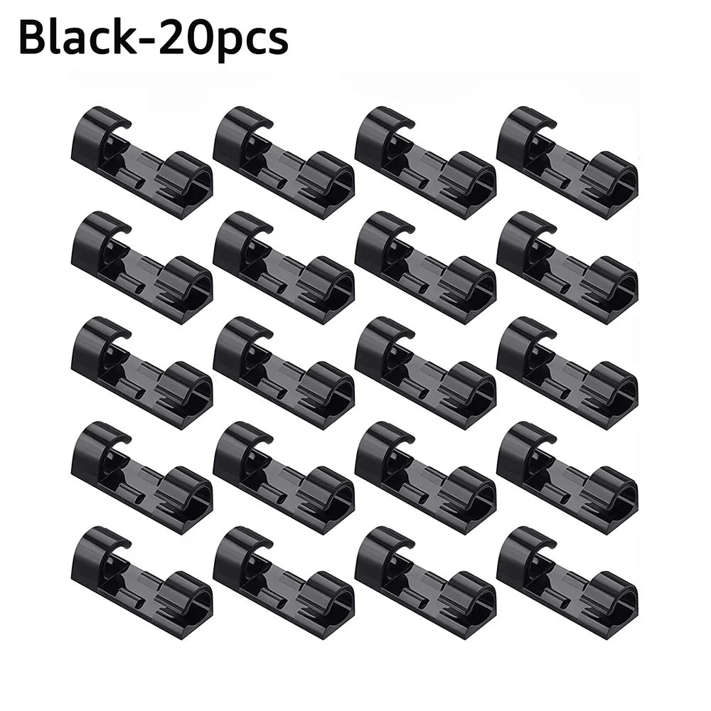 5/20Pcs Cable Management Clip Cable Protector Winder Self-Adhesive Desktop Tidy Management Clips For Mouse Headset Wire Storage