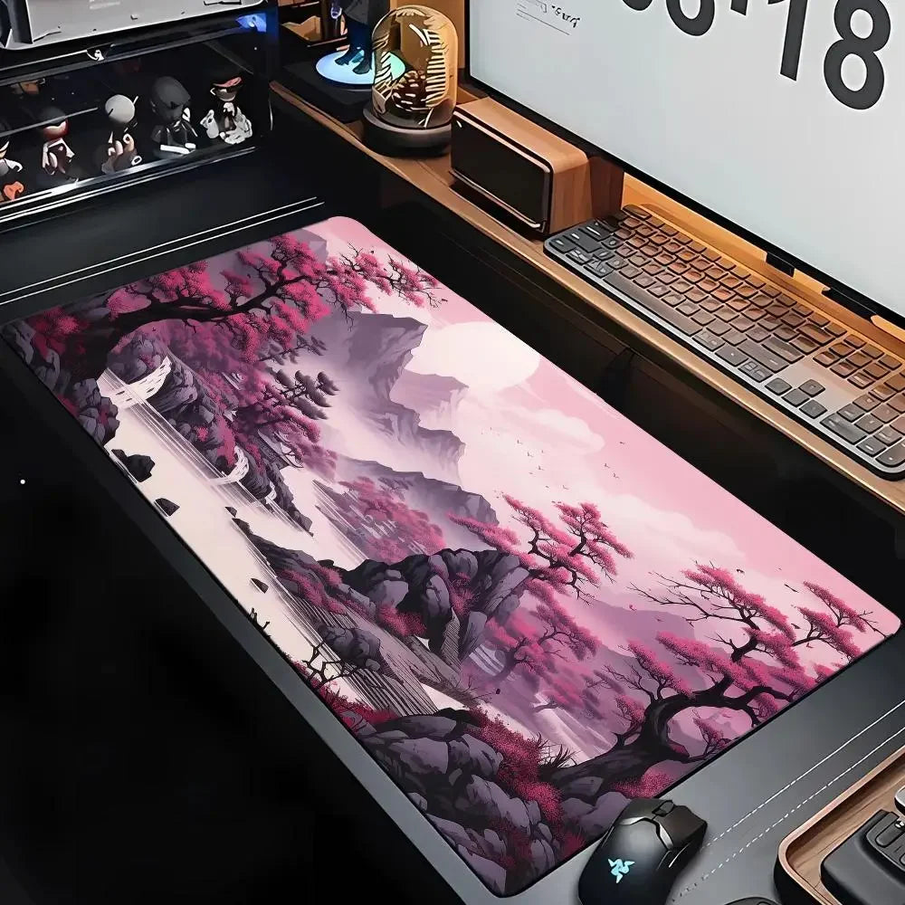 Red and black art landscapes Mouse Pad rubber anti-slip Desk Mat gamer pc accessories Gaming mat keypad expansion mousepad