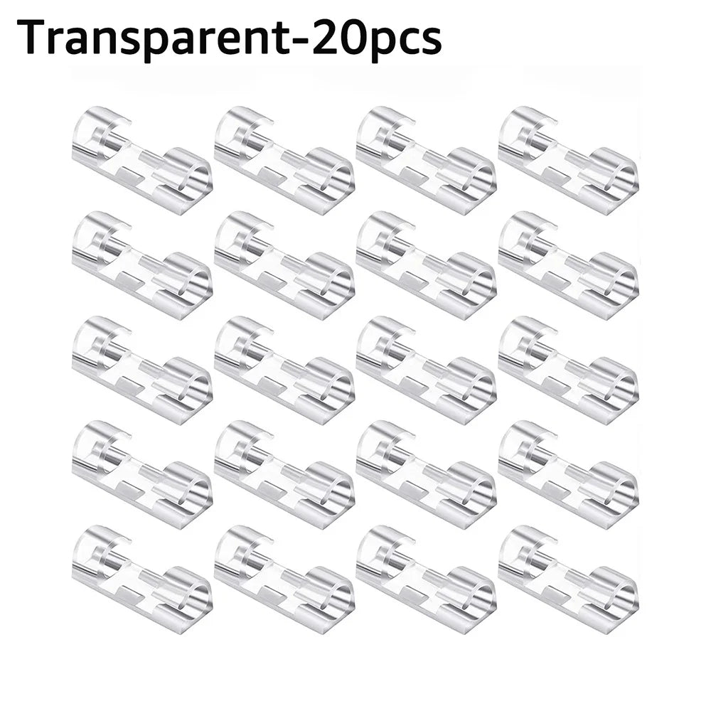 5/20Pcs Cable Management Clip Cable Protector Winder Self-Adhesive Desktop Tidy Management Clips For Mouse Headset Wire Storage