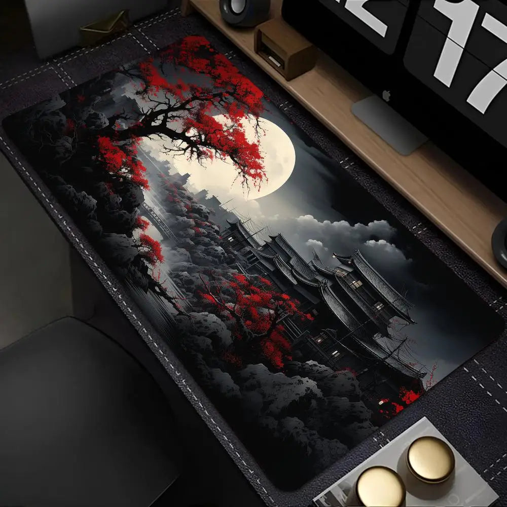 Red and black art landscapes Mouse Pad rubber anti-slip Desk Mat gamer pc accessories Gaming mat keypad expansion mousepad