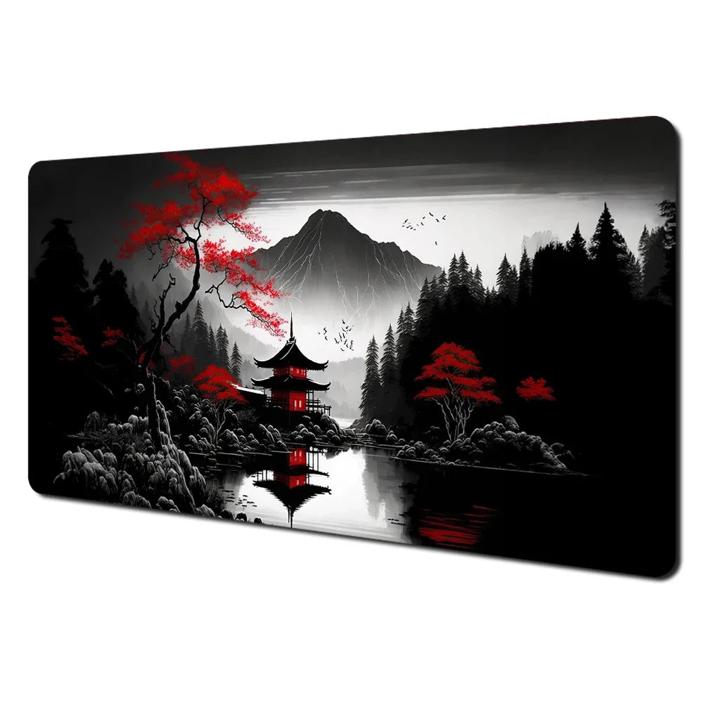 Red and black art landscapes Mouse Pad rubber anti-slip Desk Mat gamer pc accessories Gaming mat keypad expansion mousepad
