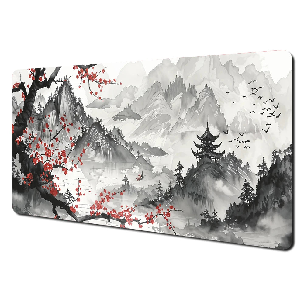 Red and black art landscapes Mouse Pad rubber anti-slip Desk Mat gamer pc accessories Gaming mat keypad expansion mousepad