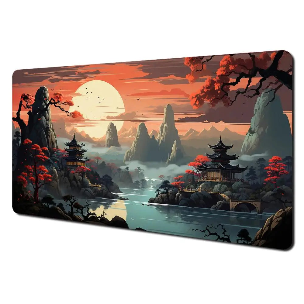 Red and black art landscapes Mouse Pad rubber anti-slip Desk Mat gamer pc accessories Gaming mat keypad expansion mousepad