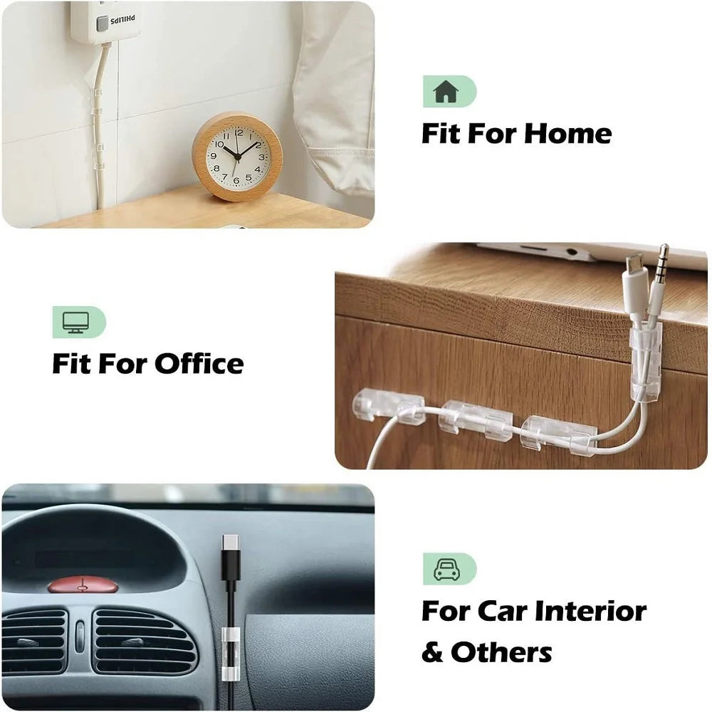5/20Pcs Cable Management Clip Cable Protector Winder Self-Adhesive Desktop Tidy Management Clips For Mouse Headset Wire Storage