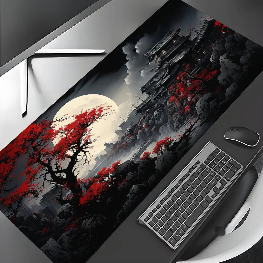 Red and black art landscapes Mouse Pad rubber anti-slip Desk Mat gamer pc accessories Gaming mat keypad expansion mousepad