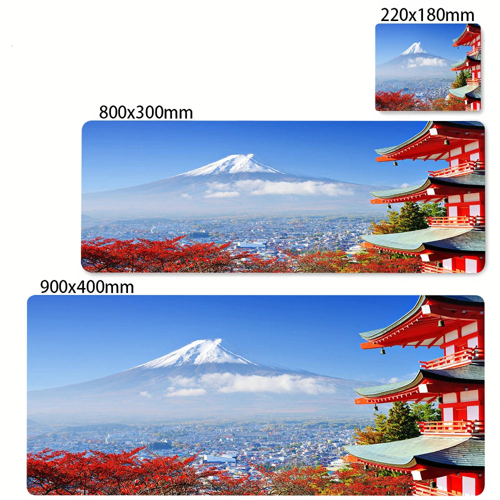 Large Anti-Slip Rubber Gaming MousePad Sakura Scenery Moon Mouse Pad Durable Deskmat Thick Seam Edge Suitable for Office Gaming