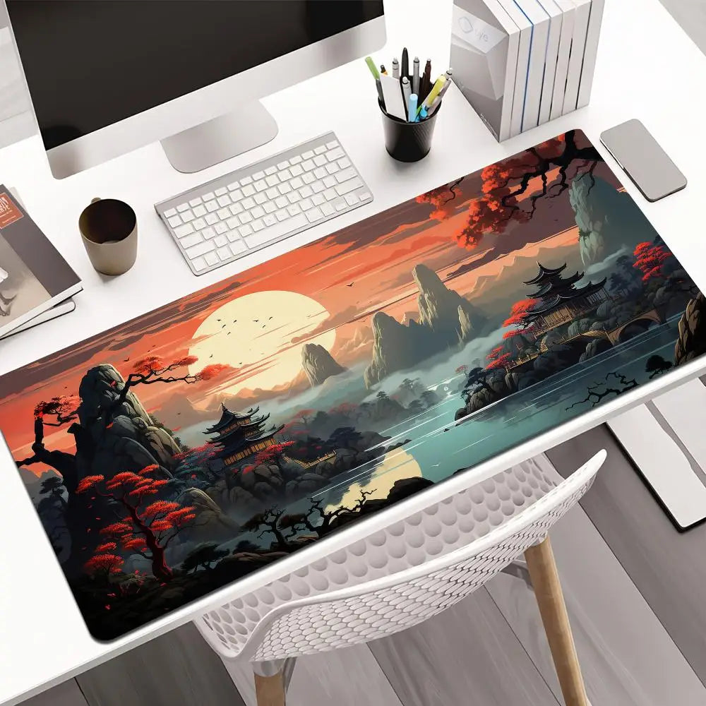 Red and black art landscapes Mouse Pad rubber anti-slip Desk Mat gamer pc accessories Gaming mat keypad expansion mousepad