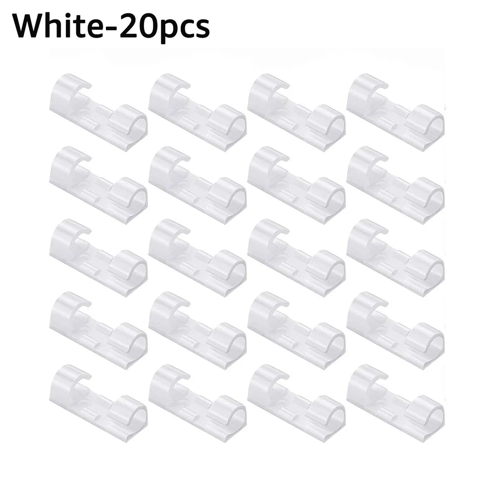 5/20Pcs Cable Management Clip Cable Protector Winder Self-Adhesive Desktop Tidy Management Clips For Mouse Headset Wire Storage