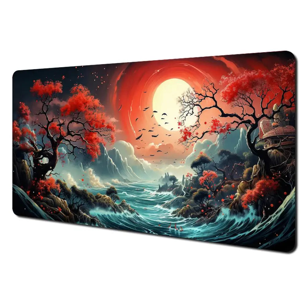 Red and black art landscapes Mouse Pad rubber anti-slip Desk Mat gamer pc accessories Gaming mat keypad expansion mousepad