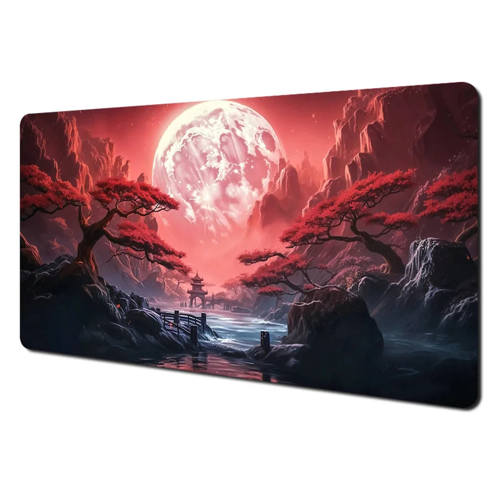 Red and black art landscapes Mouse Pad rubber anti-slip Desk Mat gamer pc accessories Gaming mat keypad expansion mousepad
