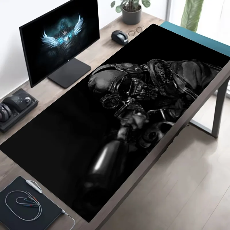 Large Tactical Soldier Design Mouse Pad Non-Slip XXL Desk Pad Gaming Accessories with Stitched Edges for Home And FPS Gamer